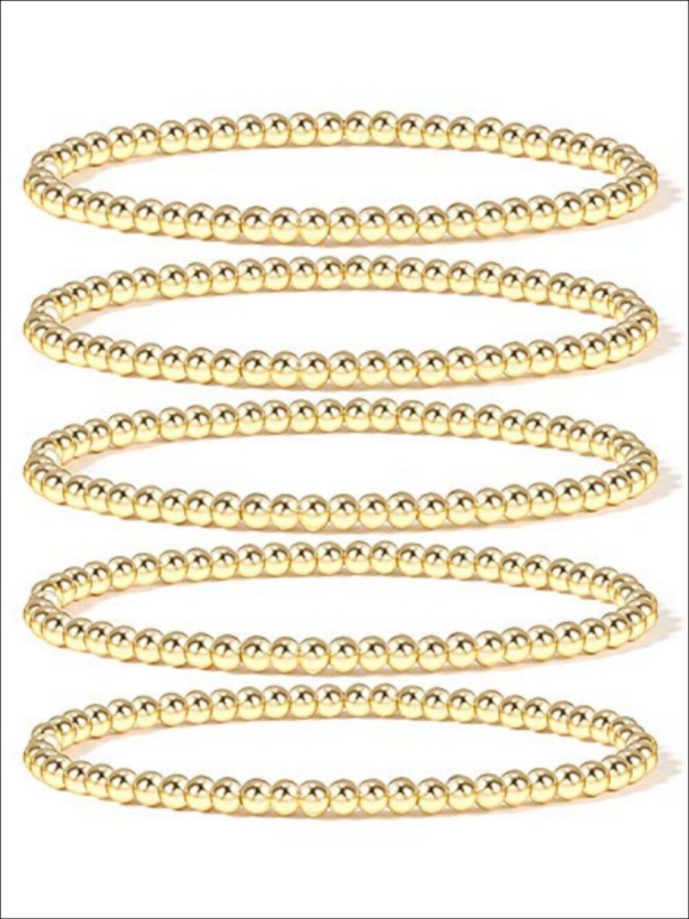 14K Gold Plated Bead Ball Bracelet Stretchable Elastic Gold Beaded Bracelets